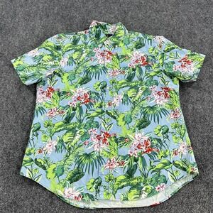 Ralph Lauren Shirt Mens Large Blue Green Hawaiian Floral‎ Button Down Casual